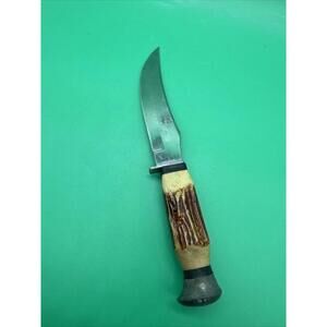 Vintage Tramontina Brasil Fixed Blade Stag Handle Knife Steel